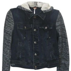 Free People Denim/Knit Hoodie Jacket